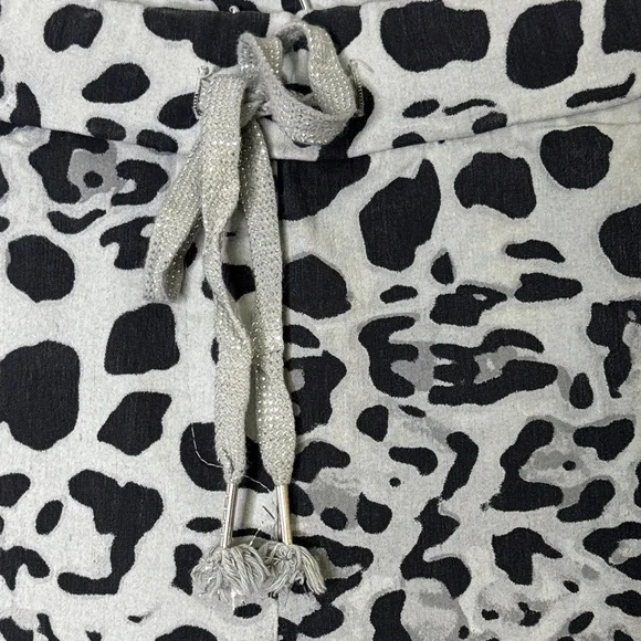 🐆 Made in Italy Leopard Print Jogger Pants Gray Black Women’s Casual Lounge - Picture 4 of 6